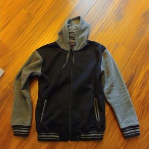 MENS HOODIE JACKET BLK & GREY